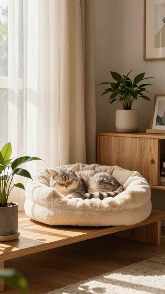 sunlit cat relaxation area