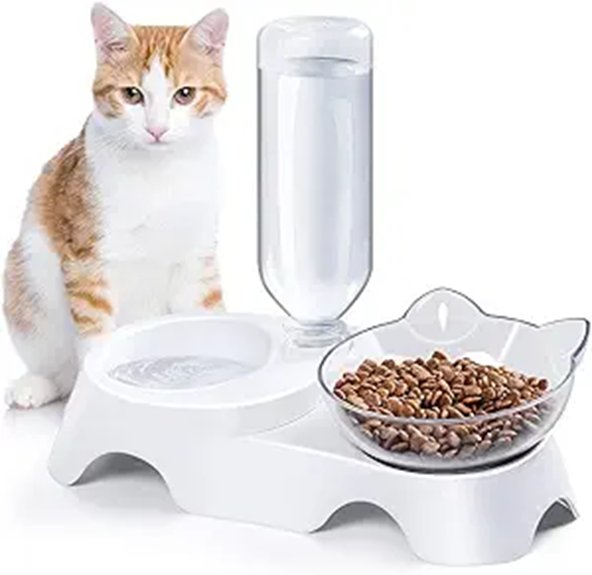 MILIFUN Tilted Double Pet Bowls with Waterer