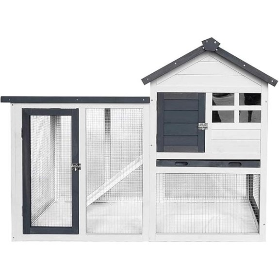 BIRASIL 2-Level Wood Rabbit Hutch with Tray (48)