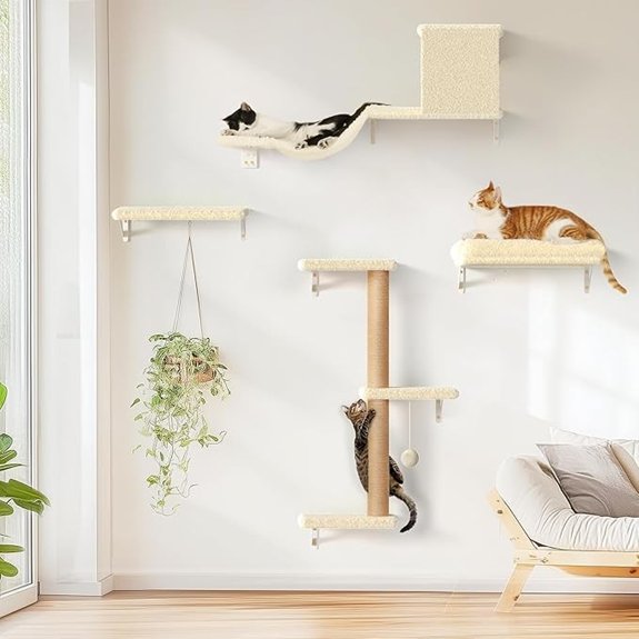 FUKUMARU 4-in-1 Cat Wall Shelves Set (Beige)