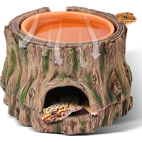 3-in-1 Reptile Hide Cave with Clay Water Dish