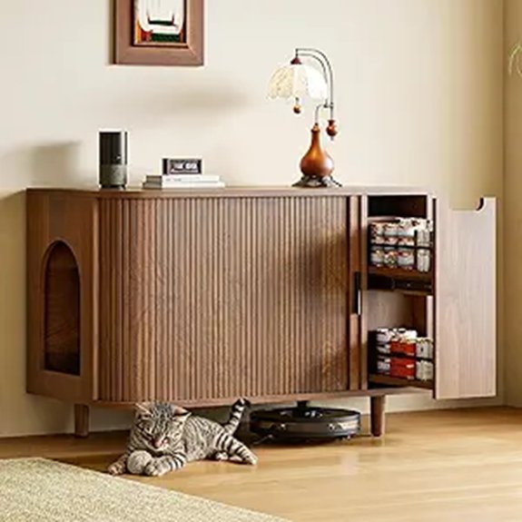 IRONCK Wooden Cat Litter Box Enclosure with Drawer