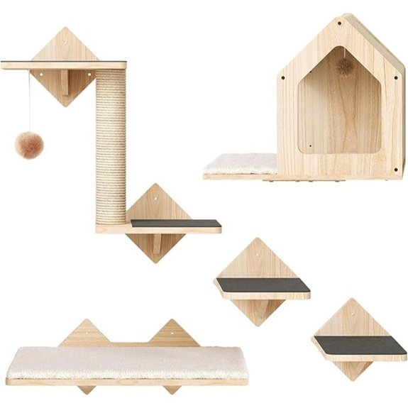 HOOBRO 5-Piece Wood Cat Wall Shelves Set