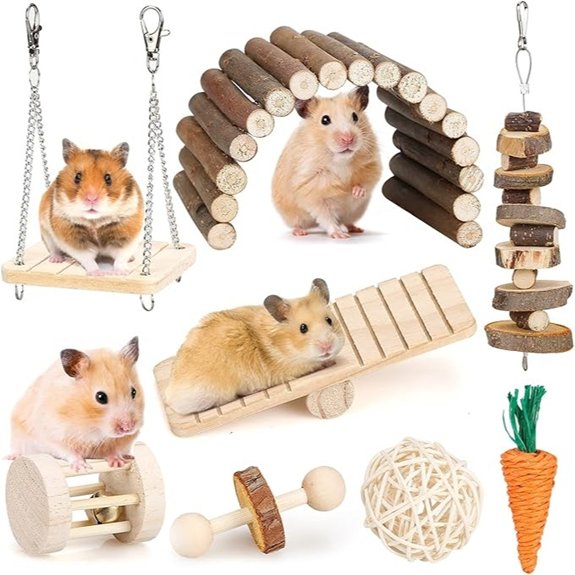 Hamster Wooden Chew Toys Set for Small Rodents