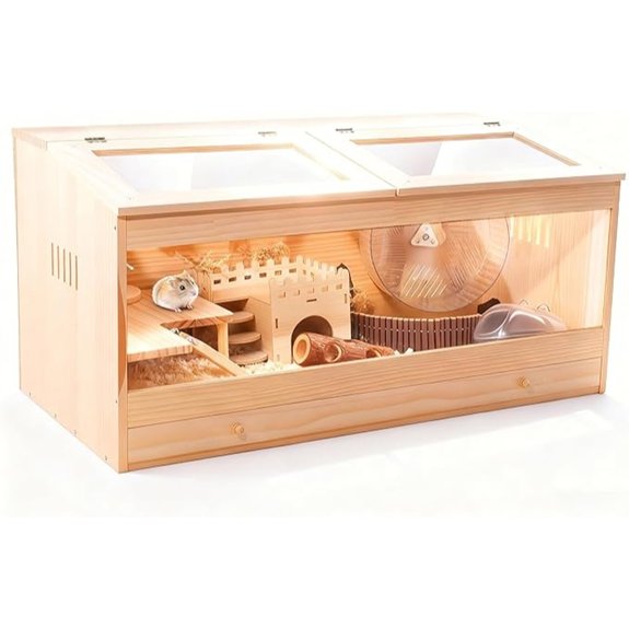 31.5 Wooden Hamster Cage with Double Skylight Doors