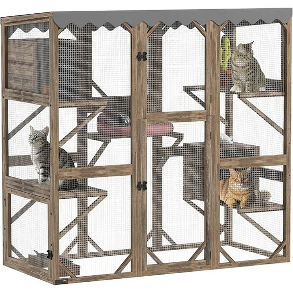 PawHut Outdoor Wooden Catio Cat Enclosure 59