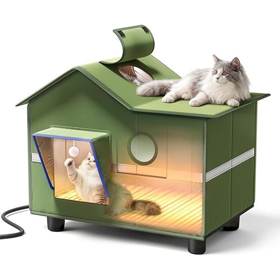 Heated Outdoor Cat Shelter with Cushion and Roof Window