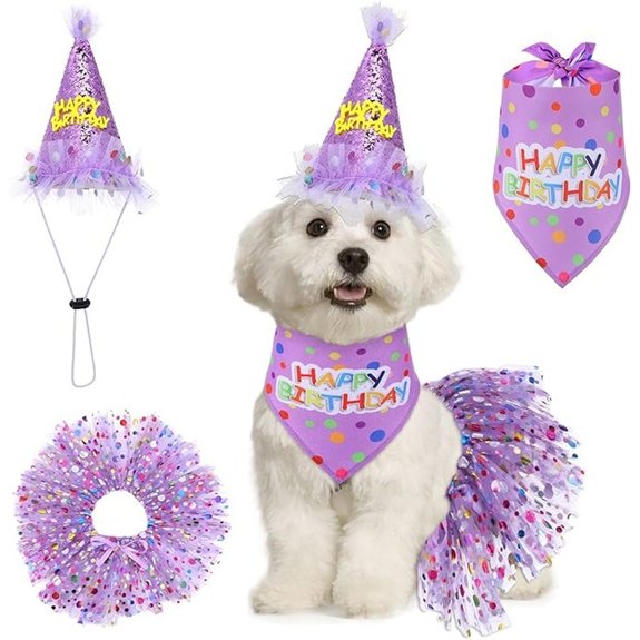 Dog Birthday Bandana Hat & Tutu Dress Set