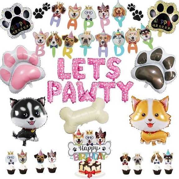 Dog Birthday Pawty Decorations Banner & Balloons (Red)