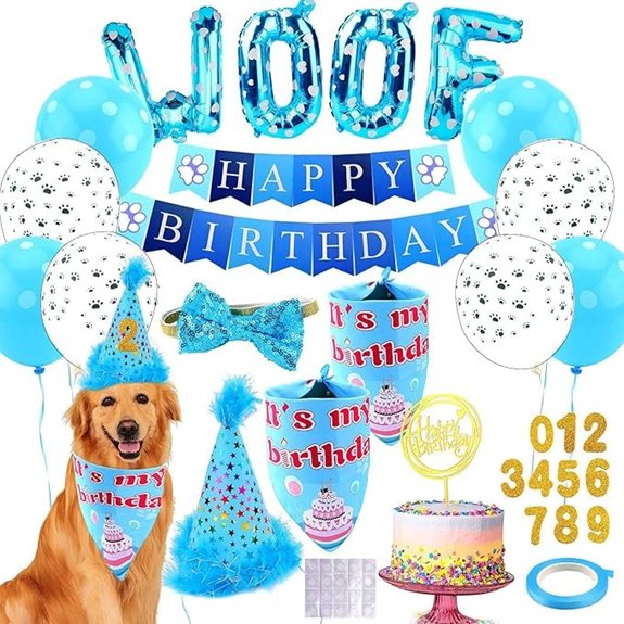 Dog Birthday Party Supplies Set with Bandana & Hat