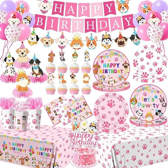 Dog Birthday Party Decorations Set for Girls (Serves 24)