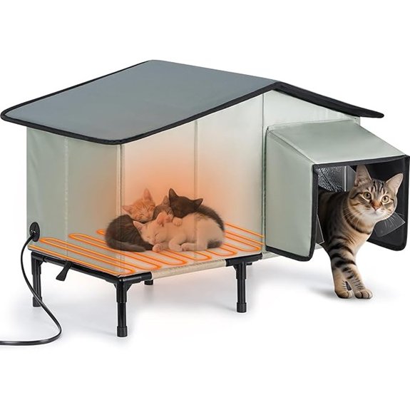 Heated Insulated Elevated Outdoor Cat House Shelter