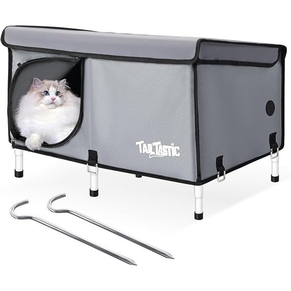 Outdoor Insulated Elevated Cat House with Cushion