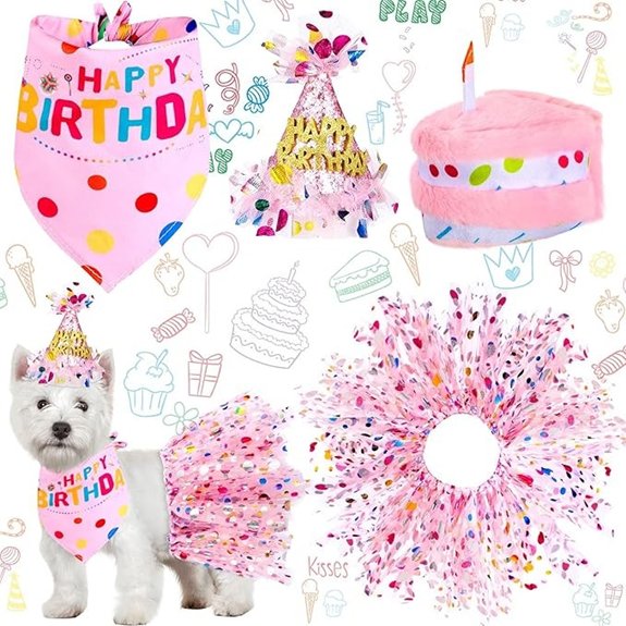 Weewooday Pink Dog Birthday Outfit Set for Small Dogs