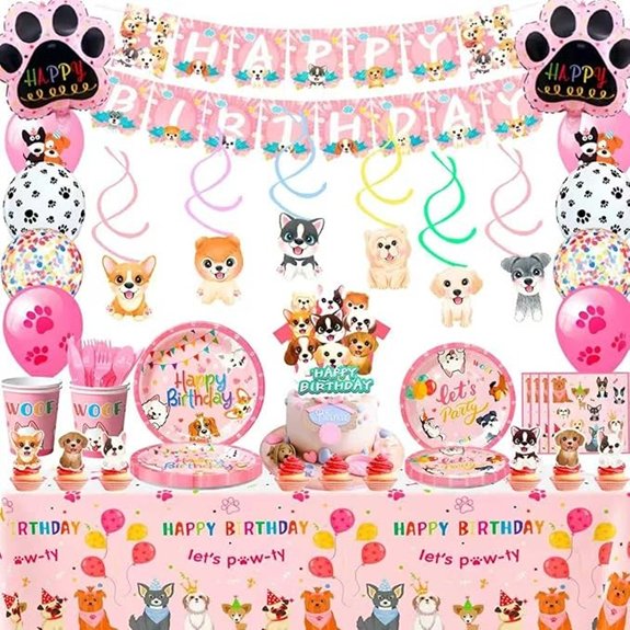 Pink Puppy Dog Birthday Party Supplies (161pc)