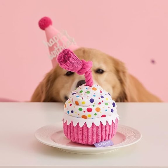 LE SURE Dog Birthday Cake Squeaky Toy (XSmall Pink)