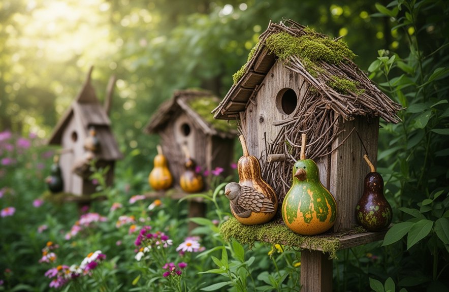 bark and moss log birdhouse