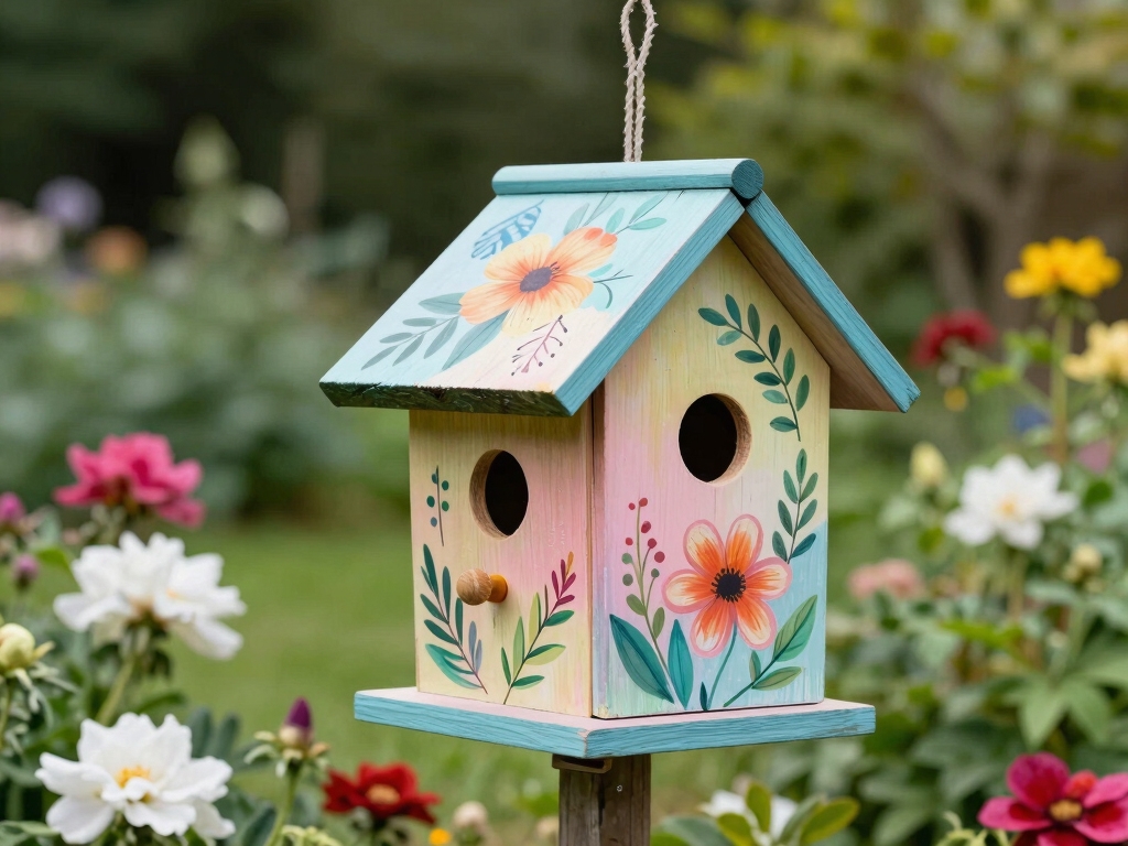 colorful decorative bird houses