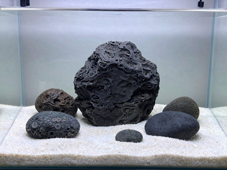 dark rocks on lightsubstrate