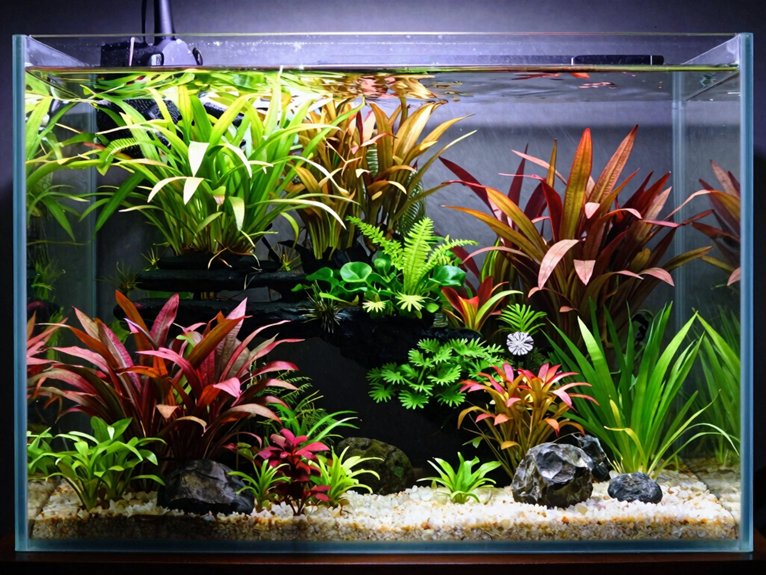 dense colorful planted aquascape