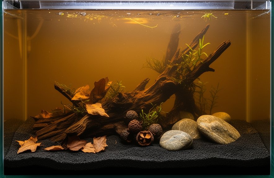 driftwood tannins leaves sponge