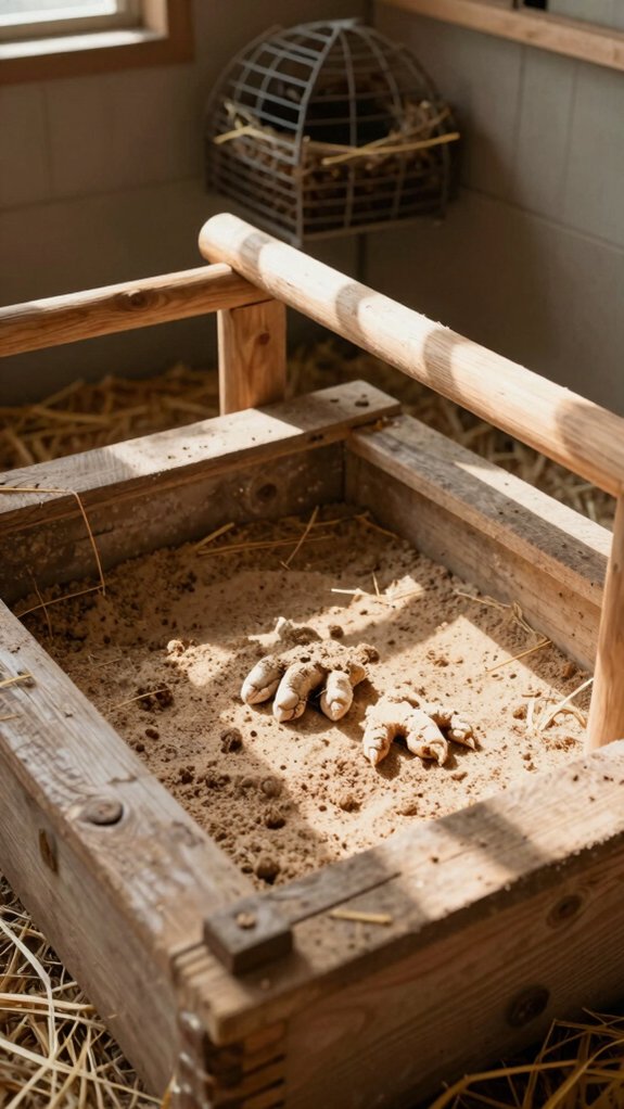 dust bath corner for chickens