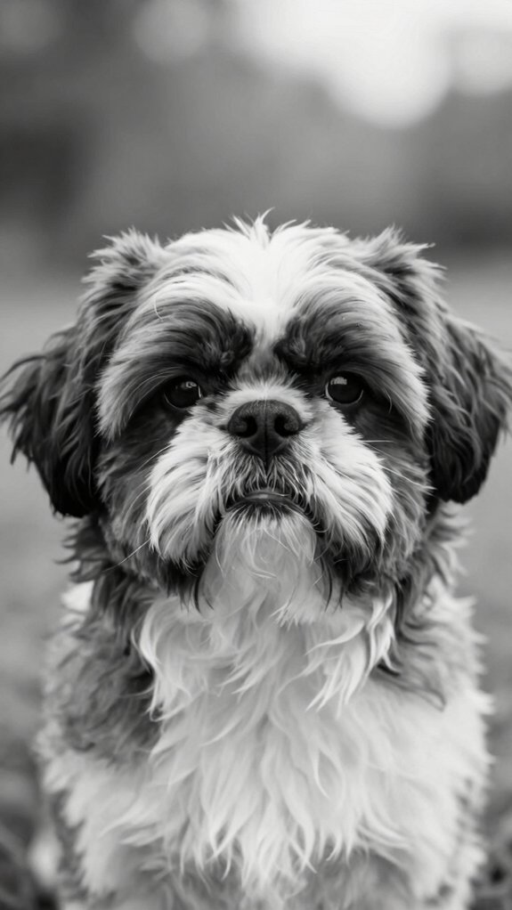 fluffy black and white shih tzu