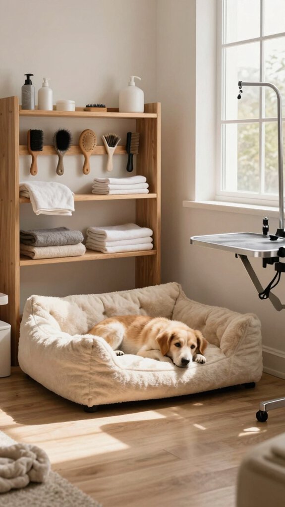 laundry room pet grooming station