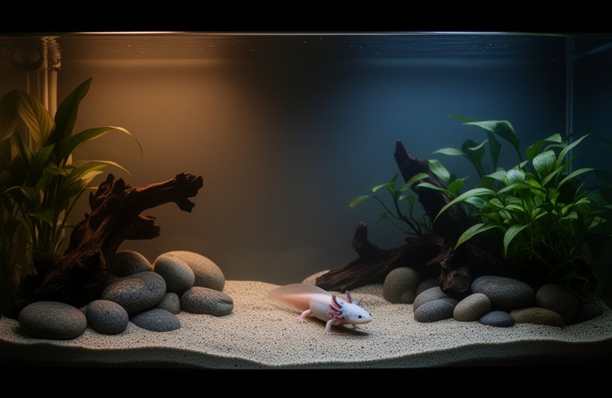 low light natural axolotl habitat