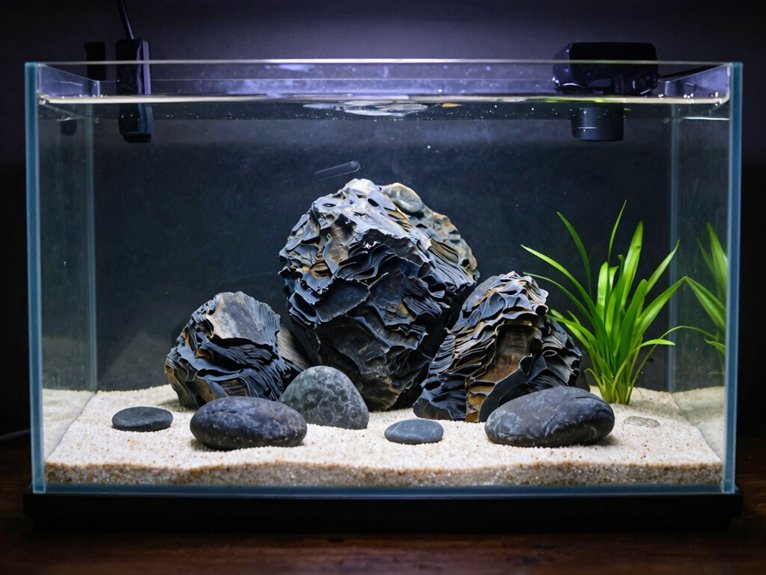 minimal balanced rock aquascape