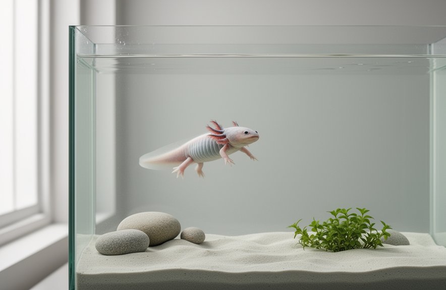 minimalist axolotl tank setup
