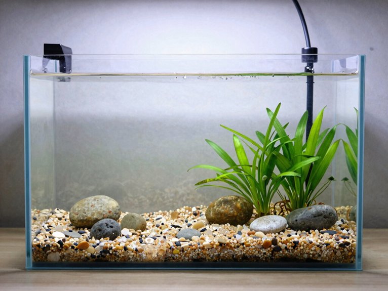 minimalistic gravel planted aquascape
