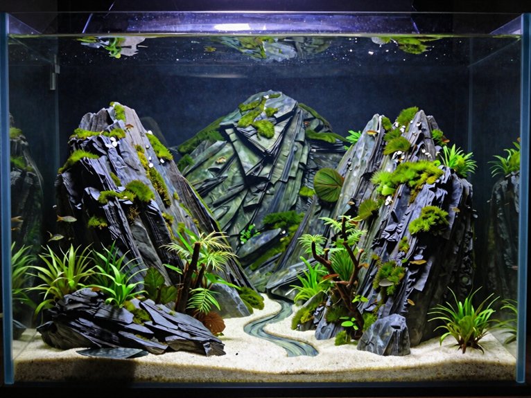 mountainous minimalist stone aquascape