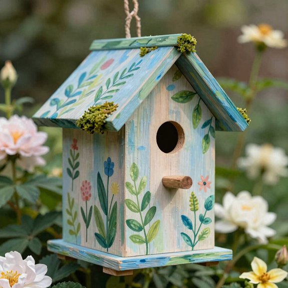 nature themed painted birdhouses