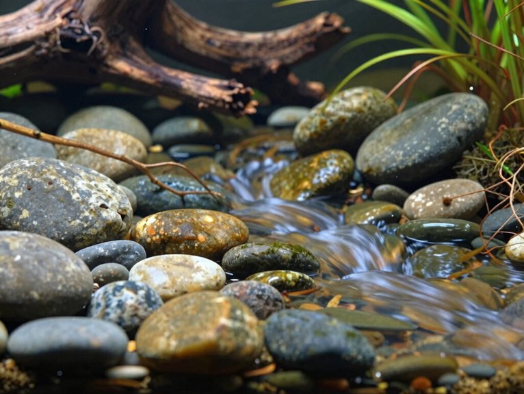 pebble sorted natural riverbed detail