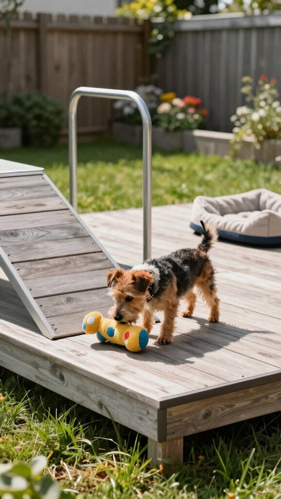 raised dog deck with ramp