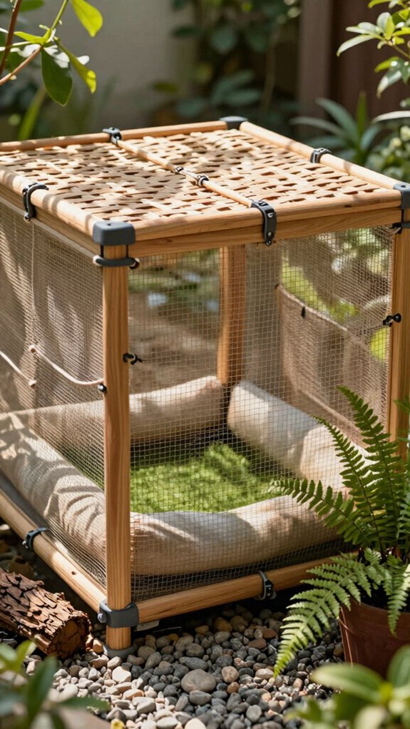 sturdy wood mesh catio