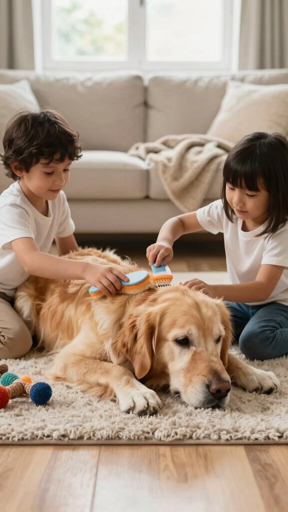 supervised trained affectionate family dog