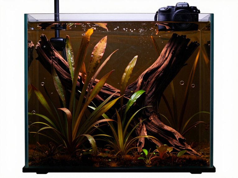 warm amber forest stream aquarium