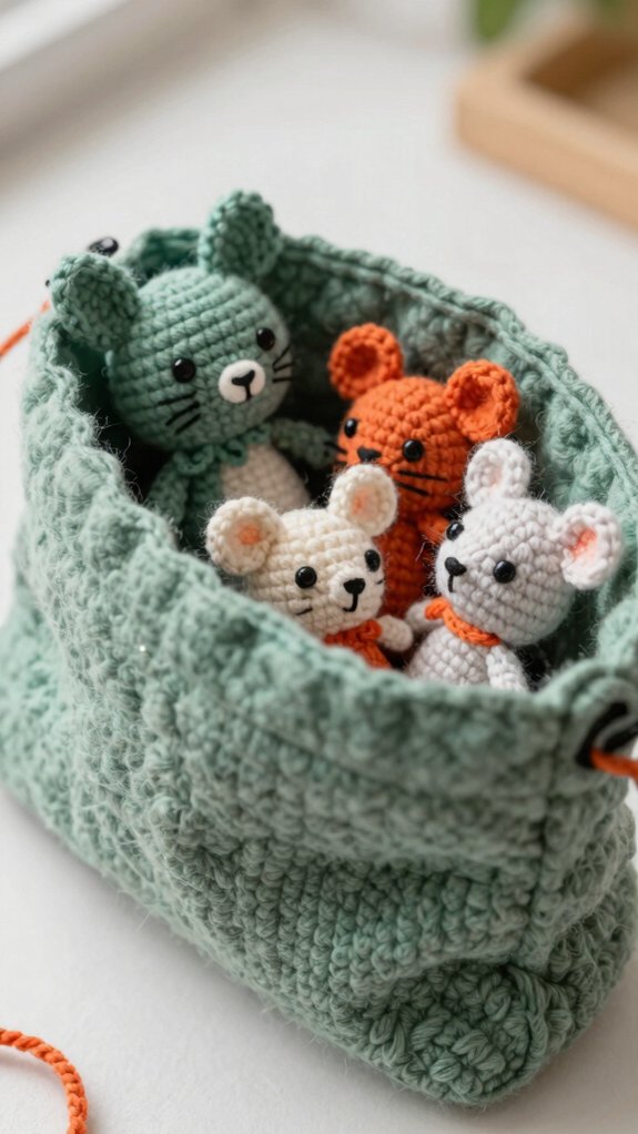 crochet crinkle pocket toy