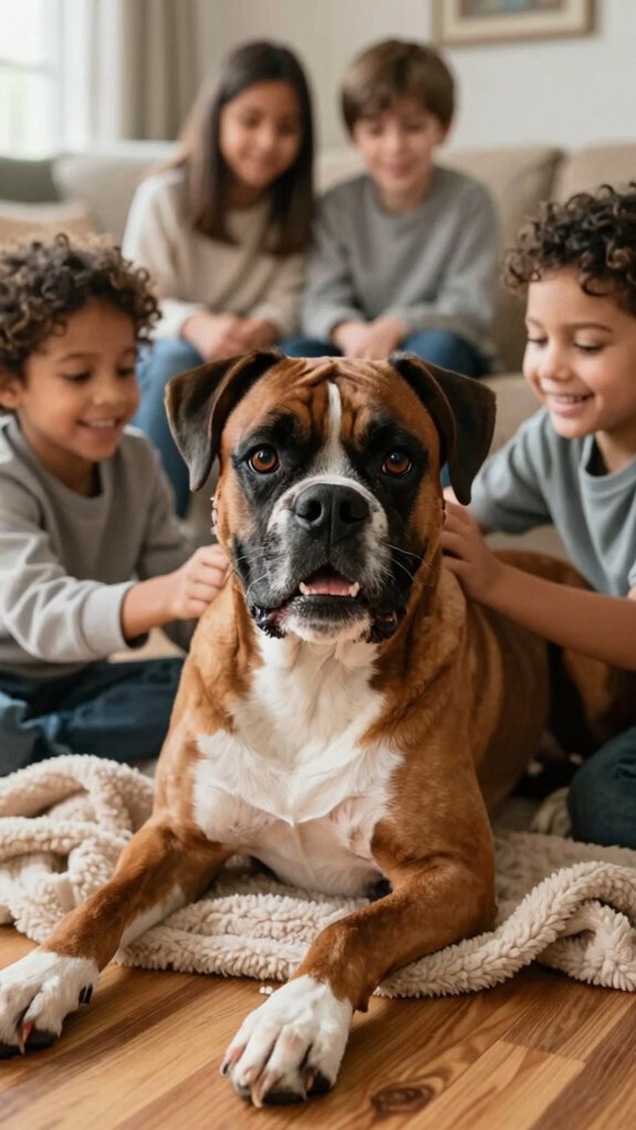 playful protective family boxer
