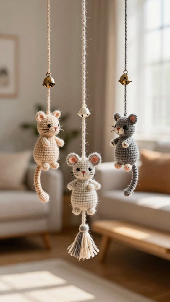 quick crochet hanging cat teasers