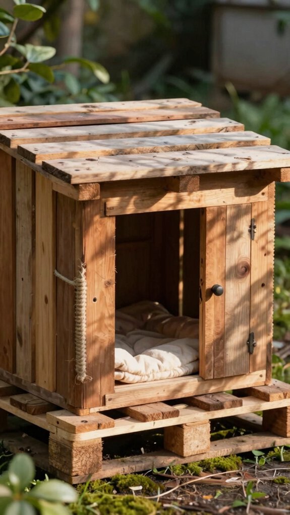 raised pallet cat house insulated